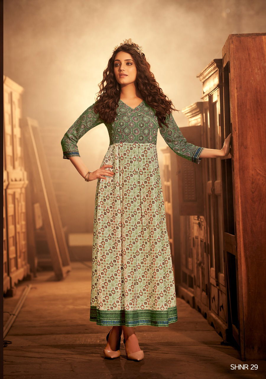 Shichi Noor Collection Exclusive Festive Wear Digital Print Anarkali Kurti Collection